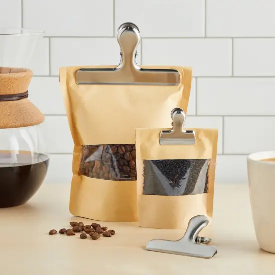 Set of 10 Metal Chip Clips for Food Storage, Stainless Steel Bag Clips for Kitchen Supplies (3 Sizes) Silver {2}