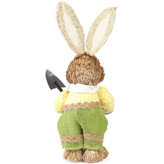 Juvale 2-Pack Standing Straw Woven Easter Bunny Figurines, 12-Inch Decorative Sisal Rabbit Statues for Party and Home Spring Decor, Garden Easter Decorations for Table Settings Brown {6}