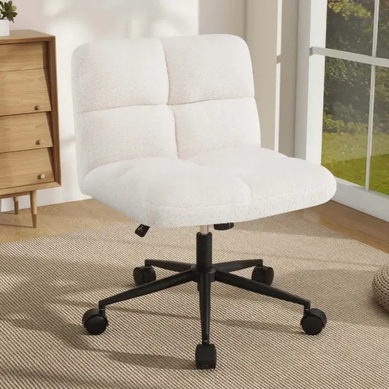 Costway Cross Legged Chair with Wheels Padded Seat Adjustable Height for Bedroom Beige/Gray {2}