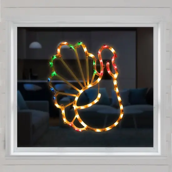 Northlight Lighted Turkey Thanksgiving Window Decoration &ndash; 18" - Multi-Color White {4}
