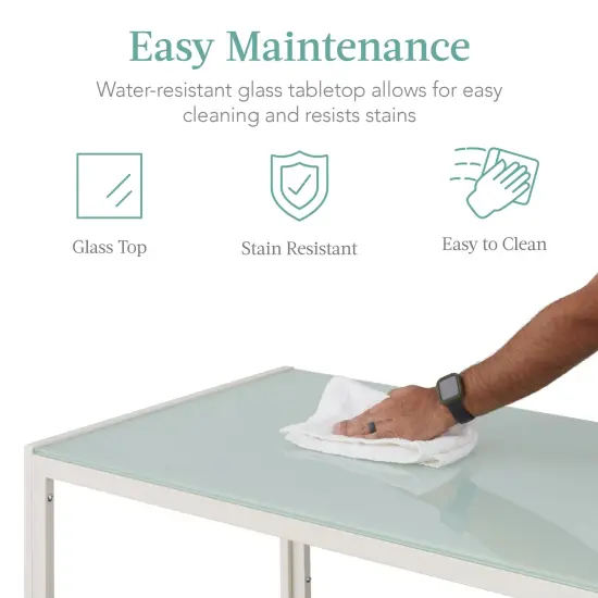 Best Choice Products 5-Piece Kitchen Dining Table Set w/ Glass Tabletop, 4 Faux Leather Chairs White {5}