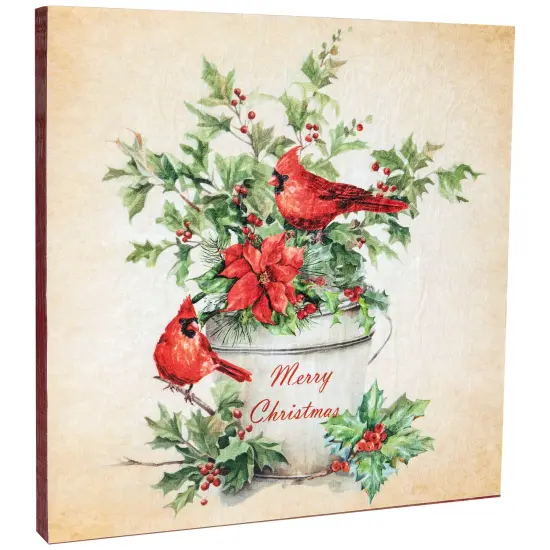 Northlight Cardinals Merry Christmas Wall Art- 11.75" x 11.75" Beige {4}