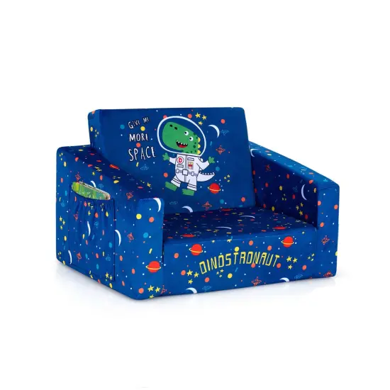 2-in-1 Convertible Kids Sofa with Velvet Fabric Light Blue {9}