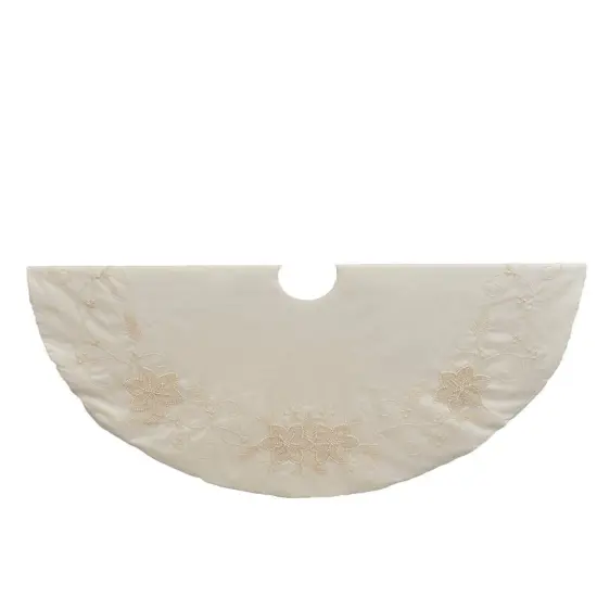 54" Ivory With Pearl Beads Tree Skirt {1}