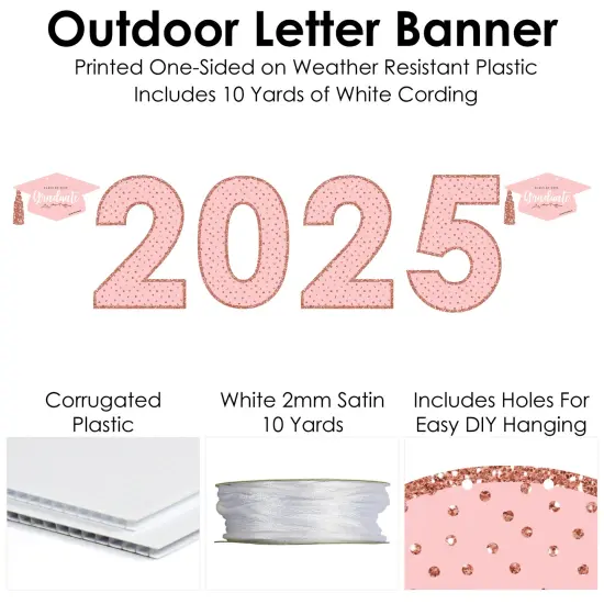 Big Dot of Happiness Rose Gold Grad - Large Graduation Party Decorations - 2025 - Outdoor Letter Banner {6}
