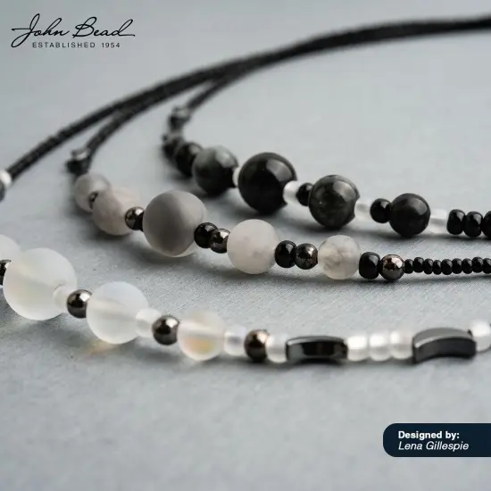 John Bead 10mm Solar System Universe Galaxy 7" Bead Strand Moon {2}