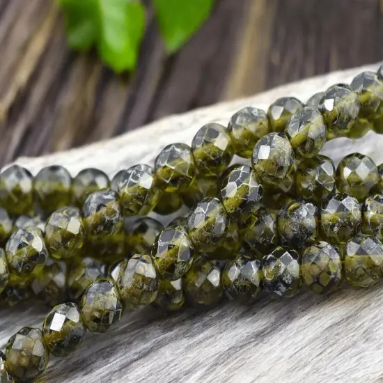 *21* 10mm Smokey Olivine Travertine Fire Polished Round Beads {1}