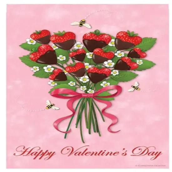 Strawberry Bouquet Valentine Banner 2 Sided Pink {1}