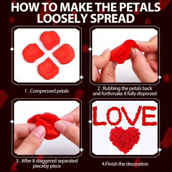 Rose Petals and Candles Set for Romantic Decorations, 48 Romantic Candles with 4000 Fake Rose Petals for Special Night, Hotel Room, Date Night, Bedroom, Valentine's Day Decorations {4}