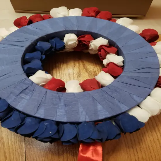 13 inch Patriotic Red White Blue Wreath for Front Door Independence Day Memorial Day Forth of July {4}
