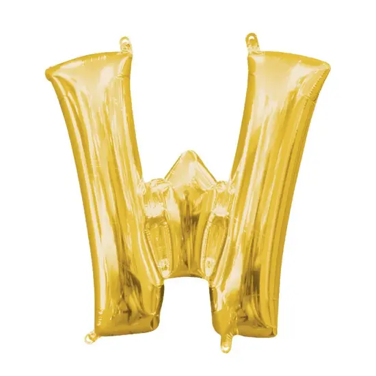 Anagram&reg; 16" Gold Letter W Balloon Air Fill Only Foil Mylar {2}
