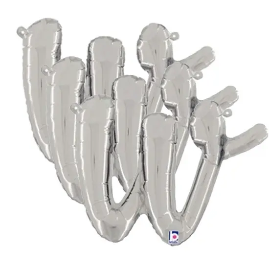 Betallic&reg; 14 Inch Script Letter W Silver Air Fill Only Balloon {3}