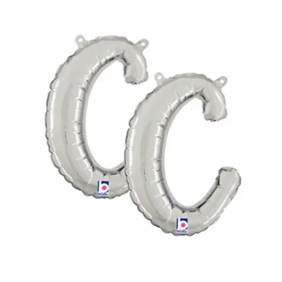 Betallic&reg; 14 Inch Script Letter C Silver Air Fill Only Balloon {7}