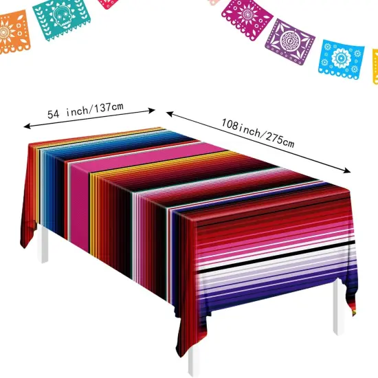 2 Pack Mexican Tablecloth Plastic 54 x 108 Rectangular Table Cover Disposable Mexican Serape Table Cloth for Cinco De Mayo Fiesta Party Baby Shower Picnic Mexican Fiesta Tablecloth {2}