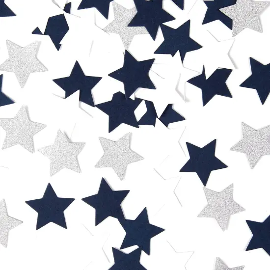 300pcs Navy Blue White Silver Confetti,Glitter Paper decor Twinkle Little Star Table Confetti,Birthday Graduation 2024 Fathers Day Wedding Baby Shower Party Decorations Circle Dots Lasting Surprise {5}