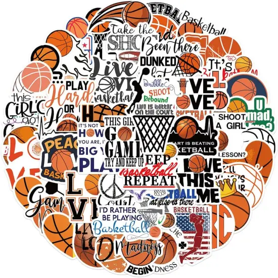 50PCS Basketball Stickers,Vinyl Waterproof Basketball Sports Stickers Gift for Adults Teen Boys and Girls, Suitable for Water Bottles,Cup,Laptop,Wall,Skateboard,Phone, Scrapbook,Guitar {2}