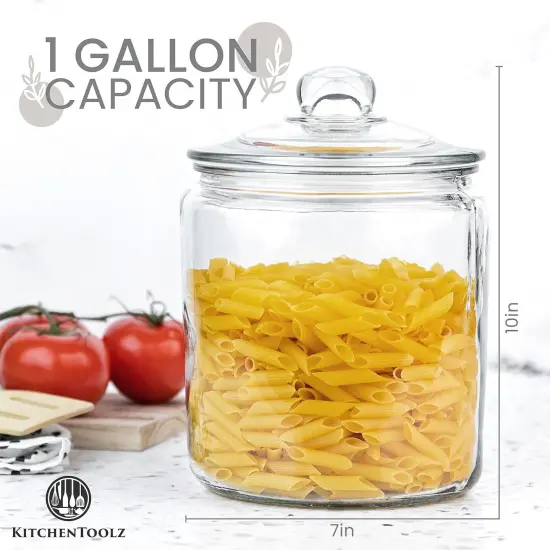 1 Gallon Glass Cookie Jar with Lid &ndash; Airtight Glass Food Storage Container for Cookies, Candy, Flour, Dog Treats & More &ndash; Clear Large Kitchen Jar for Pantry or Laundry Room &ndash; Pack of 1 {2}