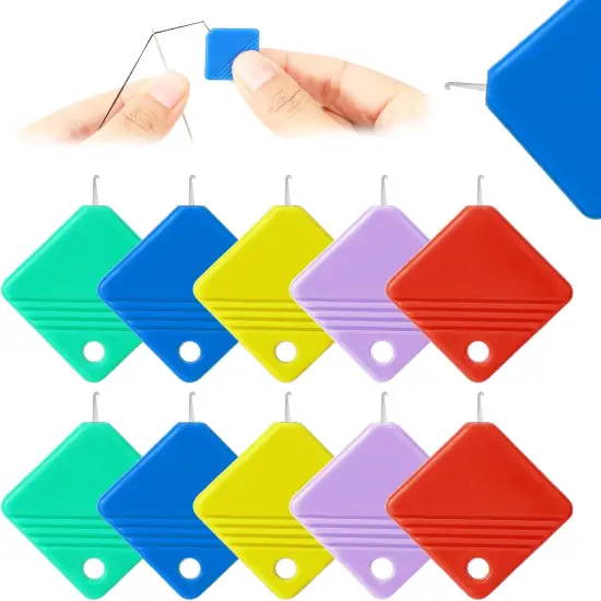 10 PCS Needle Threaders, Square Needle Threaders for Hand Machine Sewing Upgraded Sewing Needle Threaders Plastic Simple Needle Threader Tool Small Eye Threader for Embroidery Floss Cross-Stitch Craft {1}