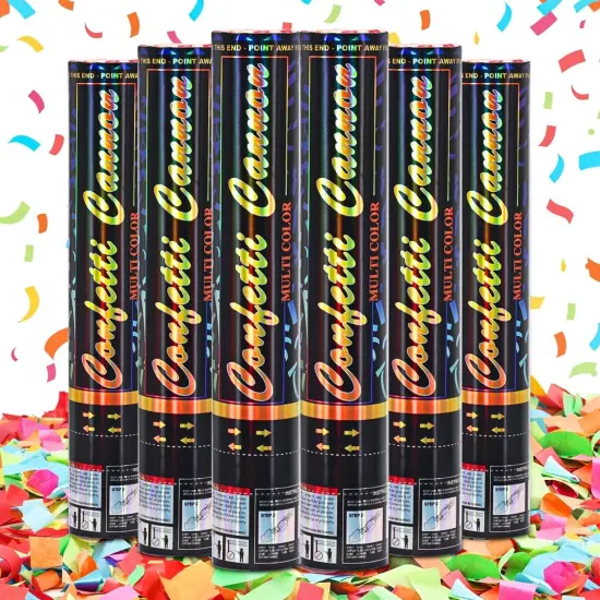 Confetti Cannon 6Pack Biodegradable Confetti Poppers Multicolor Party Confetti Shooters Party Poppers 12inch Cannon Launches 15-20ft for Birthday Wedding Graduation New Years Celebration Decorations {1}
