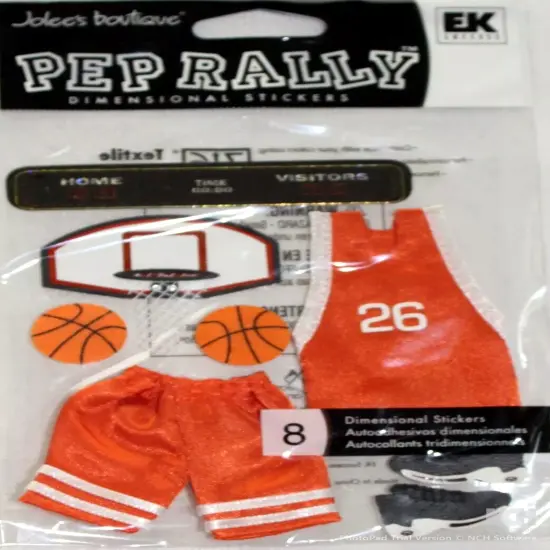 Jolee's Boutique Pep Rally Red Varsity Basketball Dimensional Stickers {1}