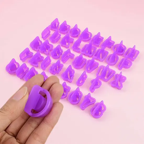 Alphabet Cookie Cutter Set Purple Plastic Letter & Number Icing Molds 40 Pieces {3}