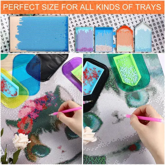 6 Pieces Diamond Art Painting Accessories Anti-Slip Tools Sticky Mat Diamond Painting Trays Sticky Gel Pad Universal Mount Holder 5.6 x 3.3 Inch for Adults Art Supplies {2}