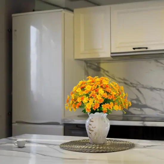 Artificial Daisy 8 Bundles Mums Flowers Outdoor Summer Bushes {4}