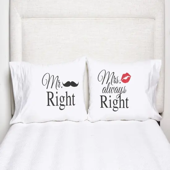 20" x 30" Mr & Mrs Right Pillowcase Set {3}