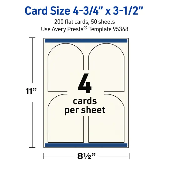 Avery Printable Arched Flat Cards, Sure Feed Technology, 4-3/4" x 3-1/2", Matte Ivory Cardstock, Print-to-The-Edge, Laser/Inkjet Printable, 40 Total {5}