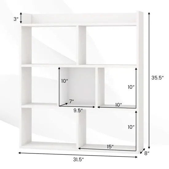 Costway 1/2 PCS 7-cube Bookcase Open Storage Shelf with Anti-tipping Kits for Living Room White/Black/Natural {3}