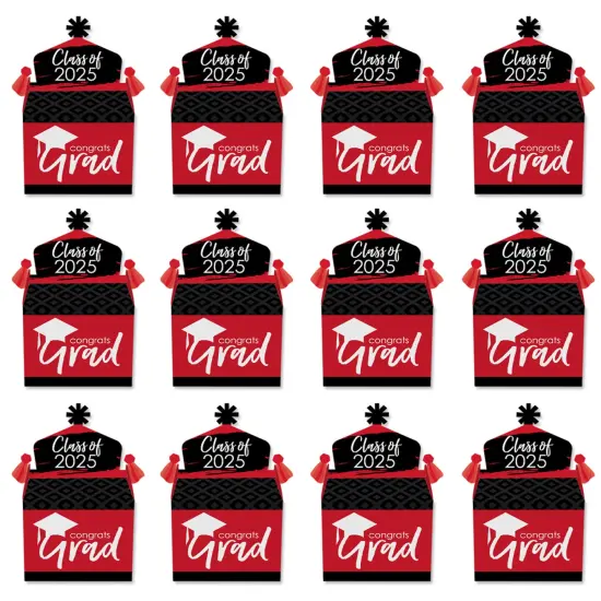 Big Dot of Happiness Red Grad - Best is Yet to Come - Treat Box Party Favors - 2025 Red Graduation Party Goodie Gable Boxes - Set of 12 {6}