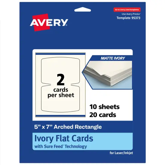 Avery Printable Arched Rectangle Flat Cards, Sure Feed Technology, 5" x 7", Matte Ivory Cardstock, Laser/Inkjet Printable, 20 Total, Great for Product Branding, Marketing, and More {1}