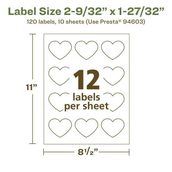 Avery Recycled Matte White Labels,2-9/32" x 1-27/32" Heart {5}