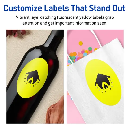 Avery Neon Yellow Paper Labels, 4" x 6" Oval {3}