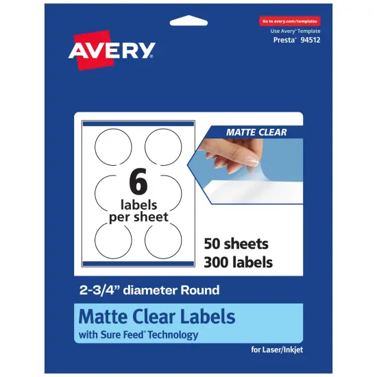 Avery Matte Clear Labels,2-3/4" diameter Round {1}