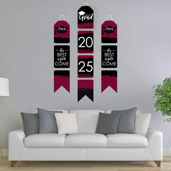 Big Dot of Happiness Maroon Grad - Best is Yet to Come - Hanging Vertical Paper Door Banners - 2025 Burgundy Party Wall Decor Kit - Indoor Door Decor {3}