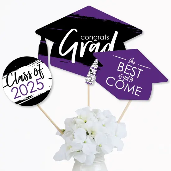 Big Dot of Happiness Purple 2025 Graduation Party Centerpiece Sticks - Table Toppers - Set of 15 {4}