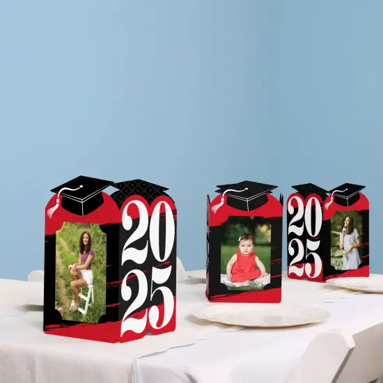 Big Dot of Happiness Red 2025 Graduation Photo Holder Centerpieces, 4x6 Picture Display Box, Table Decoration Centerpiece for Grad Party Decor, 8 Count {7}