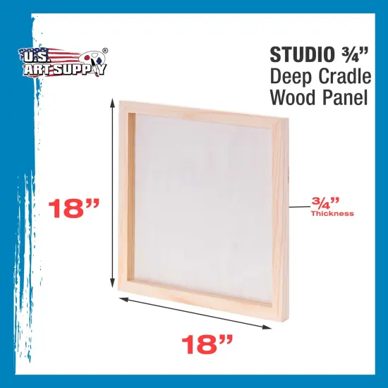 Unfinished Cradled Wood Panels for Painting, 2 Pack of 18x18 inch - Studio Birch Wooden Canvas Boards 3/4" Deep - Mixed-Media Craft, Acrylic, Oil, Encaustic, Paint Pouring Panel Board {3}