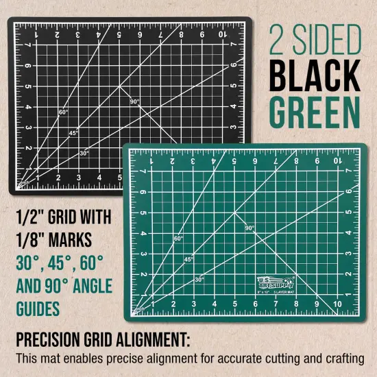 9" x 12" Self-Healing Cutting Mat 5-Ply - Double-Sided Green/Black Craft Mat, Non-Slip Cutting Mats for Crafts, Sewing, Quilting, Scrapbooking {3}