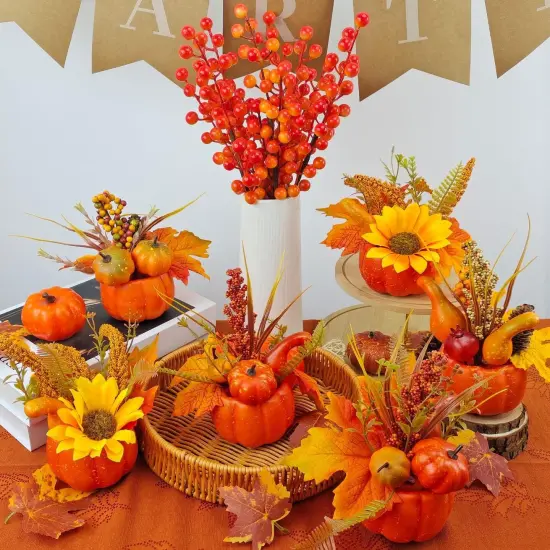 4 Pack Fake Pumpkins for Autumn Tabletop {4}