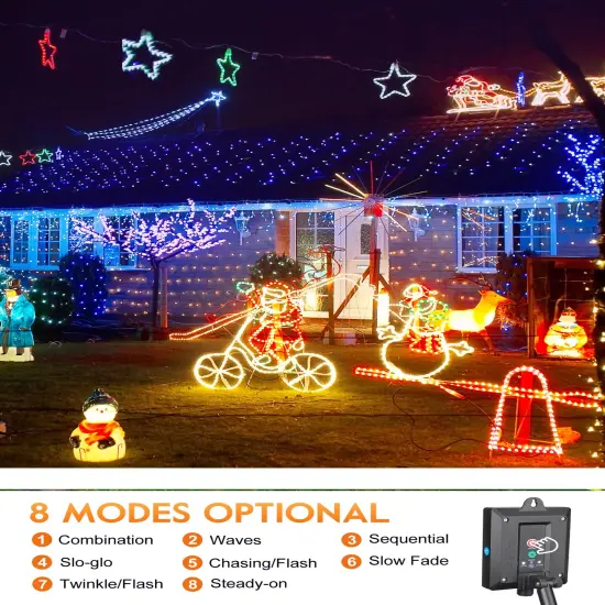 Brightown Solar String Lights Outdoor Waterproof, 18 Colors Changing 39FT Fairy Rope Light Solar Powered with Remote, 100 LEDs Multicolor Trampoline Light Rope Lighting for Outside Christmas Party {6}