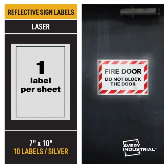Avery Reflective Labels, 7" x 10" Silver Reflective Sign Labels, Laser Printable, 10 Labels (61582) {2}