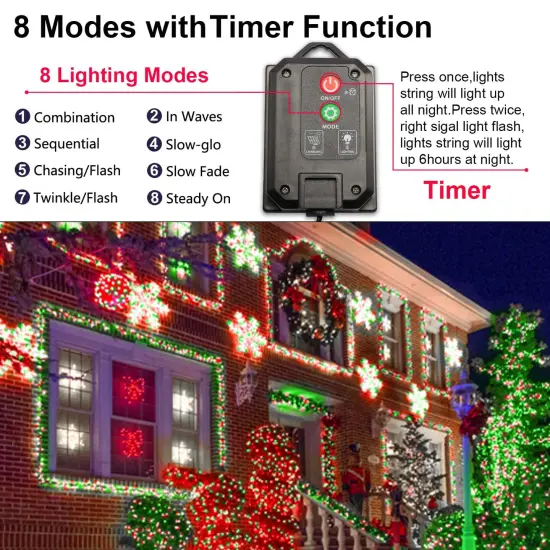 Solar Christmas String Lights Outdoor Waterproof Decorations, Red White Green Fairy Lights, 2PACK Total 400LED 144FT with 8Modes, Outside Lights for Tree, Garden, Patio, Fence, Balcony {4}