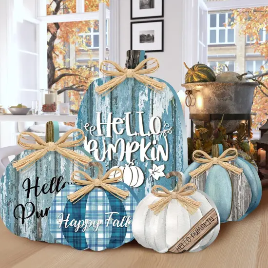 5 Pcs Fall Thanksgiving Decorations - Blue {5}
