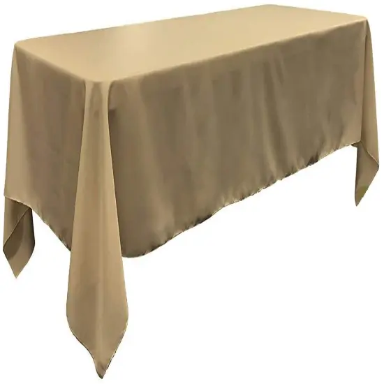 Rectangular Taupe Polyester Tablecloth 60&times;144 Inch Classic D&eacute;cor for Weddings, Parties & Banquets {1}