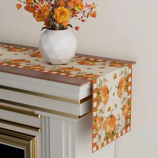Fall Pumpkin Plaid Table Runner Table Decoration.,13x72 Inch {3}