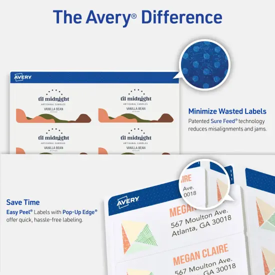 Avery Printable Shipping Labels with Sure Feed, 2" x 4" Customizable Stickers, Matte Clear, 250 Blank Mailing Labels, Great for Mailing, Shipping, and More (8663) {2}