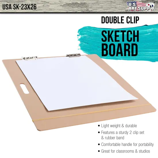 23" x 26" Artist Sketch Tote Board - Lightweight Hardboard Drawing Board with Handle, Clip & Rubber Band for Art, Sketching, Travel, Studio {2}