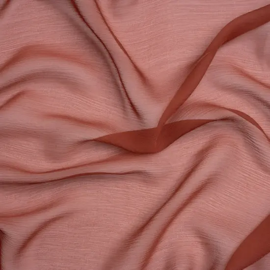 1 Yard Mahogany Crinkled Silk Chiffon Fabric Sheer Lightweight Perfect for Evening Wear, 43 Inches Wide {1}